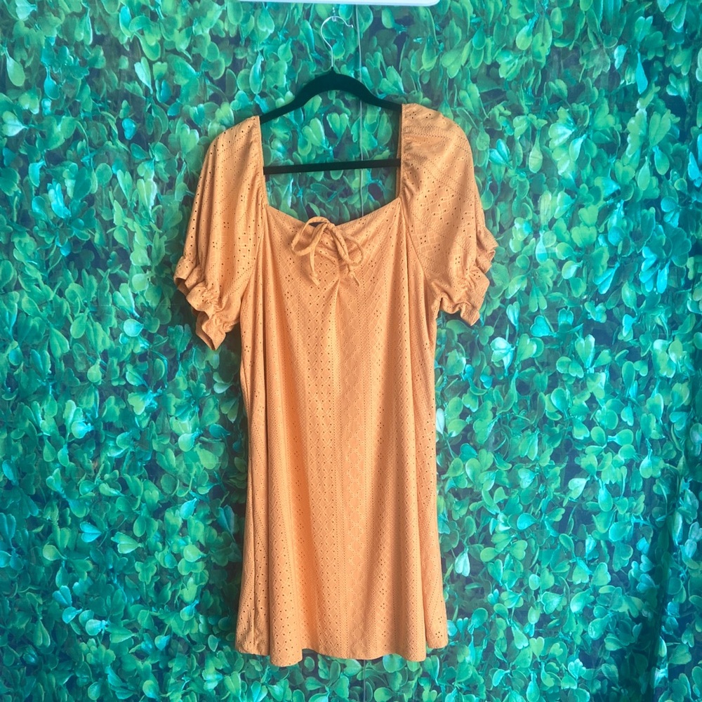 Vibe Sportswear - Mustard Yellow Eyelet Dress (curvy size)